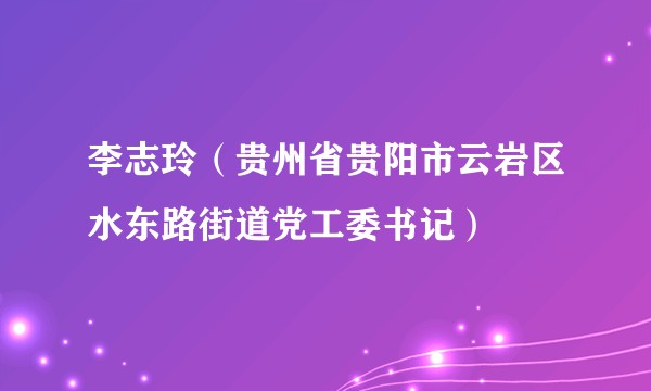 李志玲（贵州省贵阳市云岩区水东路街道党工委书记）