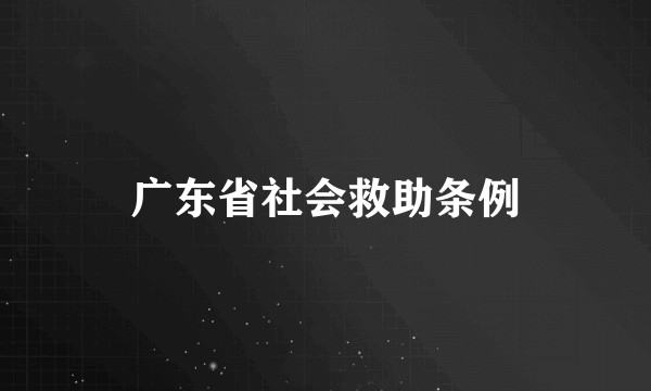 广东省社会救助条例