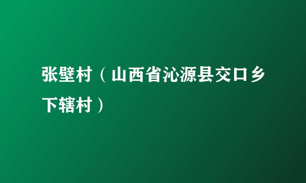 张壁村（山西省沁源县交口乡下辖村）