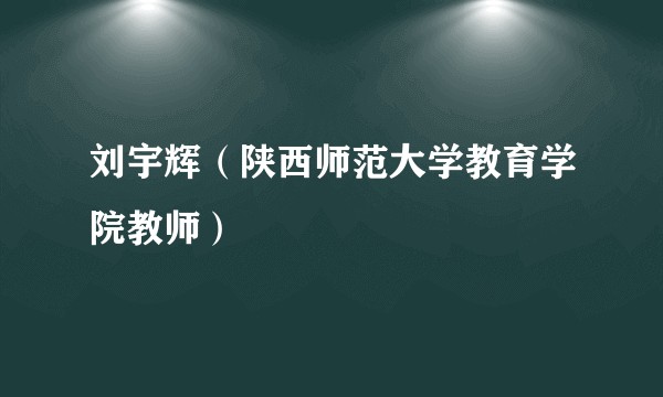 刘宇辉（陕西师范大学教育学院教师）