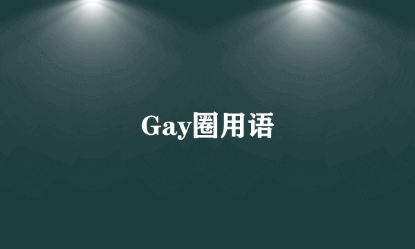 Gay圈用语