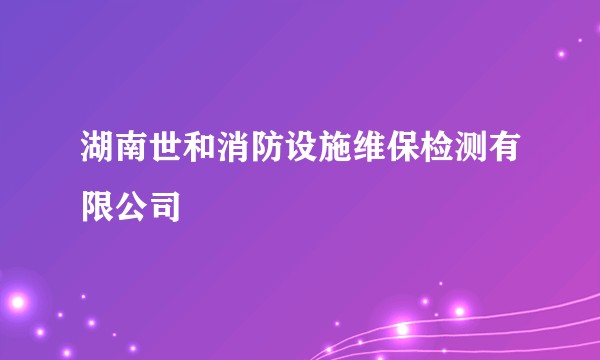 湖南世和消防设施维保检测有限公司