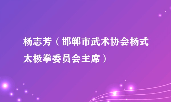 杨志芳（邯郸市武术协会杨式太极拳委员会主席）