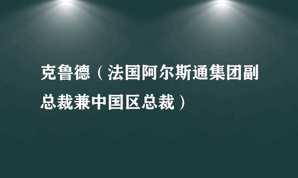 克鲁德（法国阿尔斯通集团副总裁兼中国区总裁）