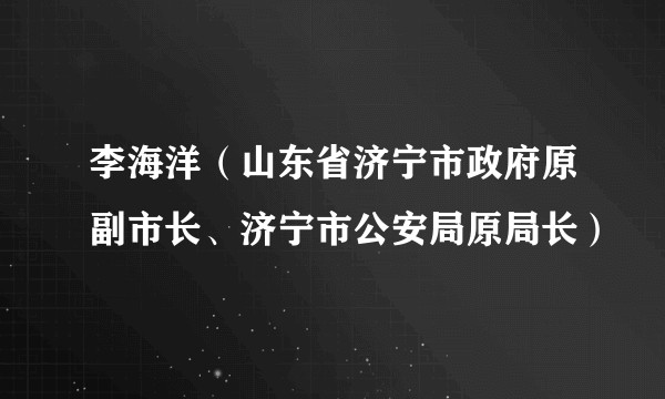 李海洋（山东省济宁市政府原副市长、济宁市公安局原局长）