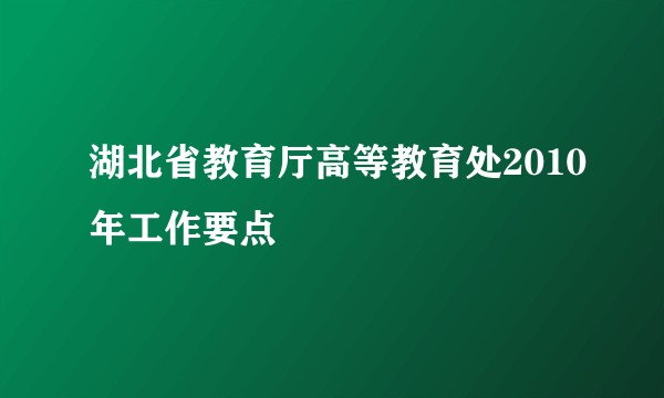 湖北省教育厅高等教育处2010年工作要点