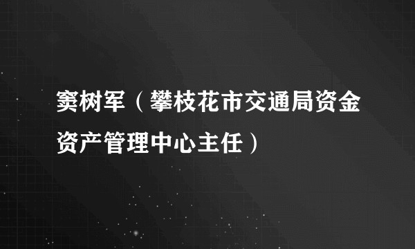 窦树军（攀枝花市交通局资金资产管理中心主任）
