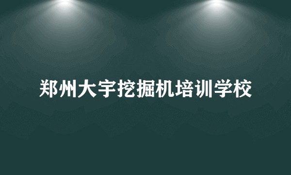 郑州大宇挖掘机培训学校