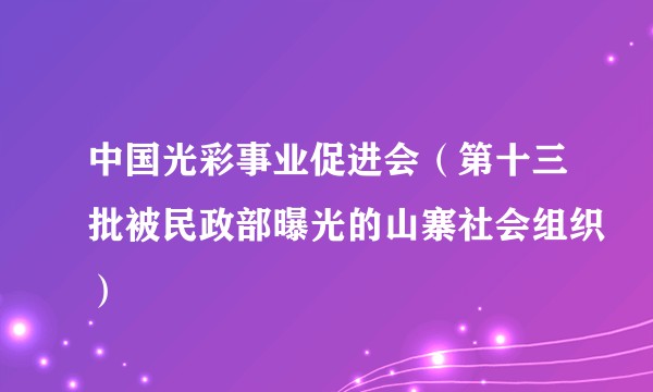 中国光彩事业促进会（第十三批被民政部曝光的山寨社会组织）