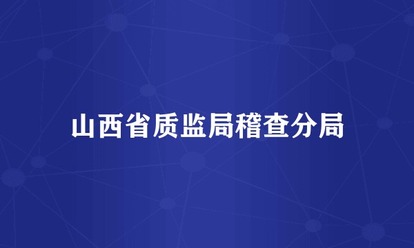 山西省质监局稽查分局