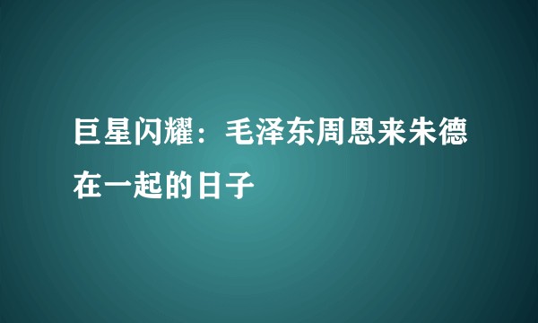 巨星闪耀：毛泽东周恩来朱德在一起的日子