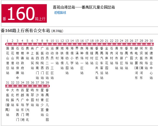 广州公交番160路