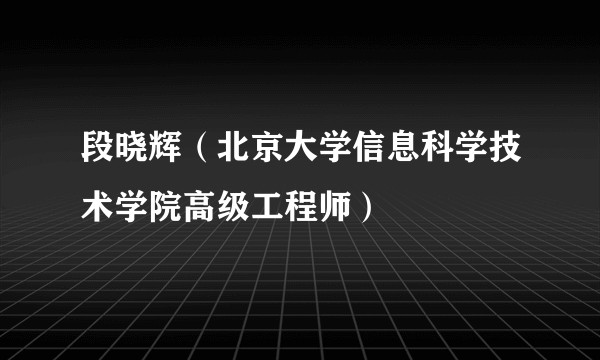 段晓辉（北京大学信息科学技术学院高级工程师）