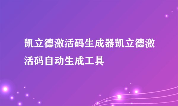 凯立德激活码生成器凯立德激活码自动生成工具