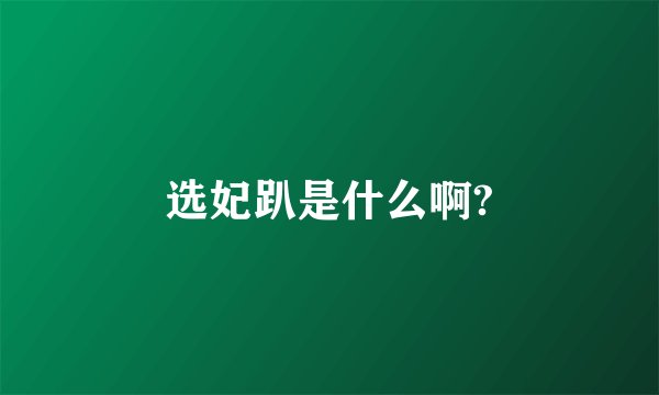 选妃趴是什么啊?