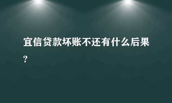 宜信贷款坏账不还有什么后果?