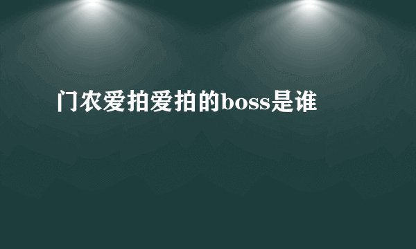 门农爱拍爱拍的boss是谁