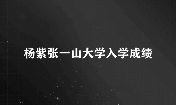 杨紫张一山大学入学成绩