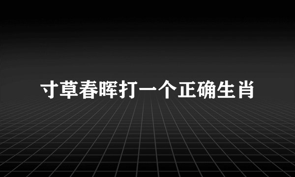 寸草春晖打一个正确生肖