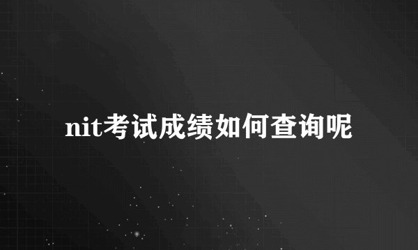 nit考试成绩如何查询呢