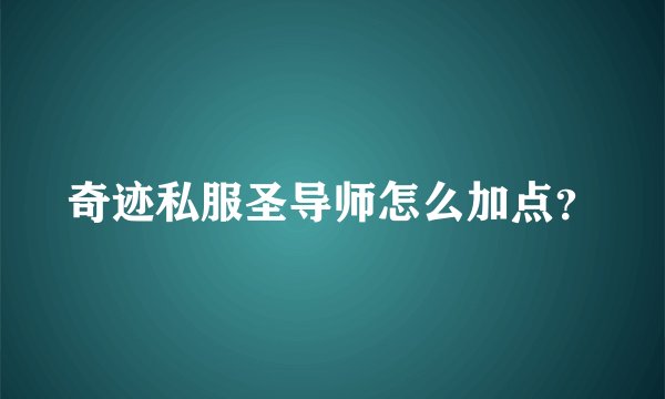 奇迹私服圣导师怎么加点？