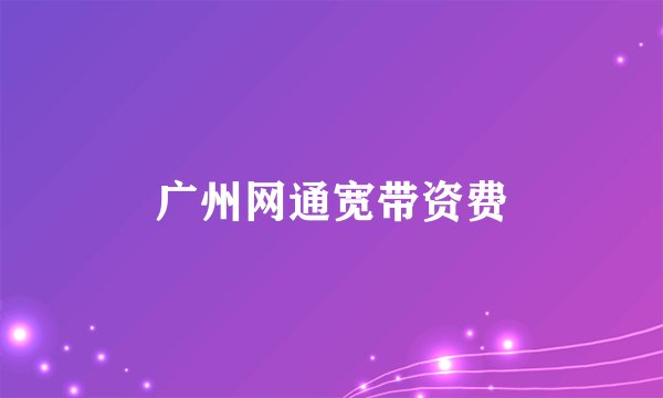 广州网通宽带资费
