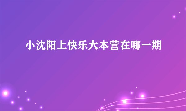 小沈阳上快乐大本营在哪一期
