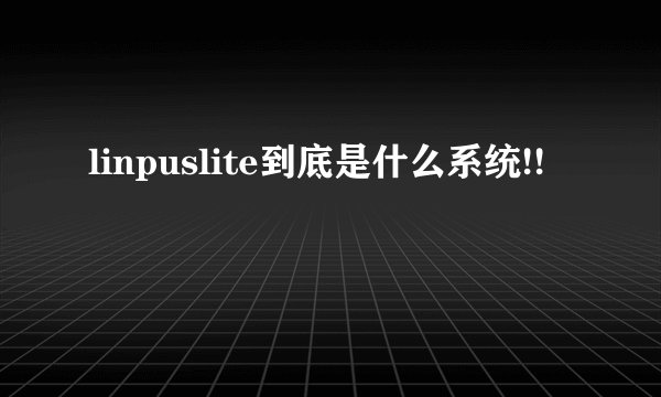 linpuslite到底是什么系统!!