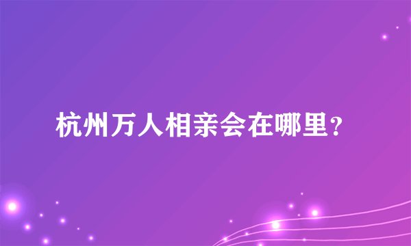 杭州万人相亲会在哪里？