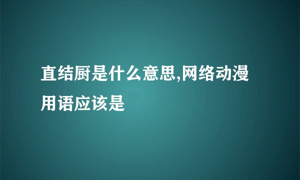 直结厨是什么意思,网络动漫用语应该是