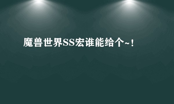 魔兽世界SS宏谁能给个~！