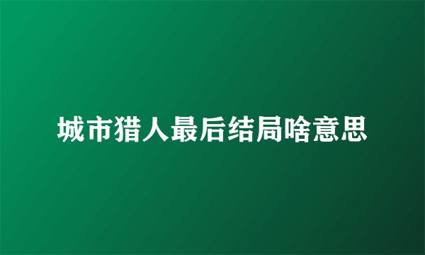 城市猎人最后结局啥意思