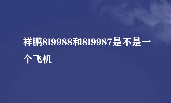 祥鹏8l9988和8l9987是不是一个飞机