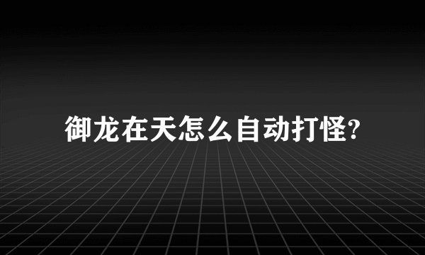 御龙在天怎么自动打怪?