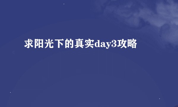 求阳光下的真实day3攻略