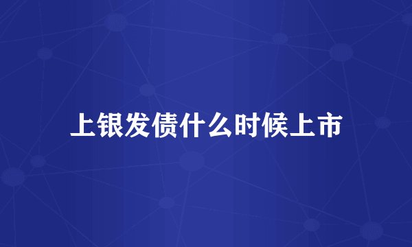 上银发债什么时候上市