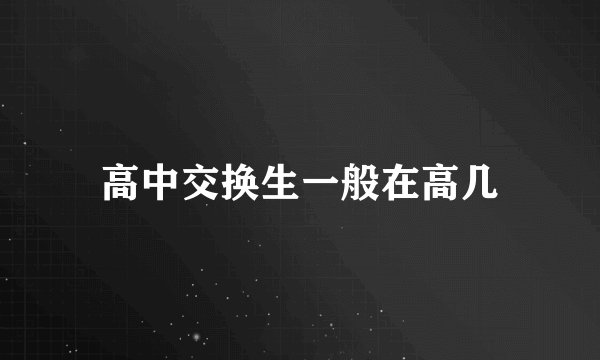 高中交换生一般在高几