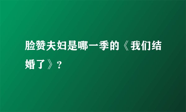 脸赞夫妇是哪一季的《我们结婚了》？