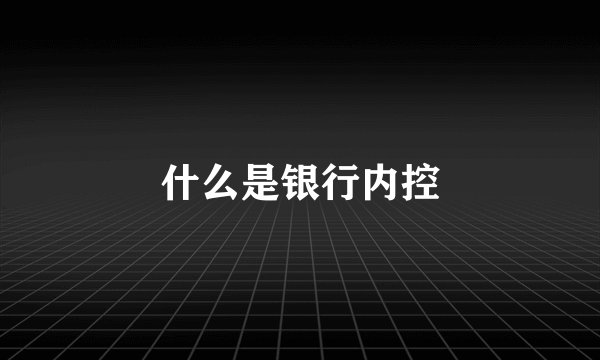 什么是银行内控