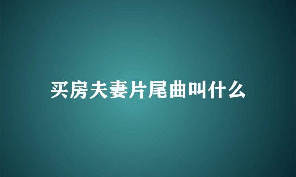 买房夫妻片尾曲叫什么