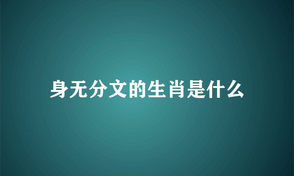 身无分文的生肖是什么