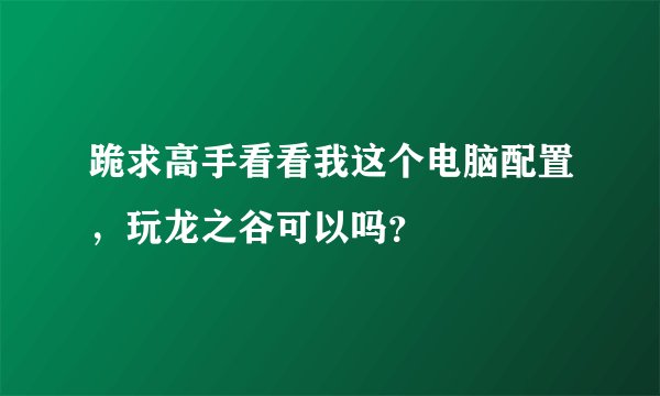 跪求高手看看我这个电脑配置,玩龙之谷可以吗?