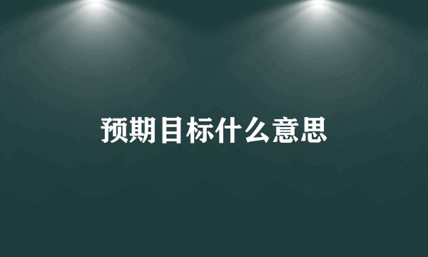 预期目标什么意思