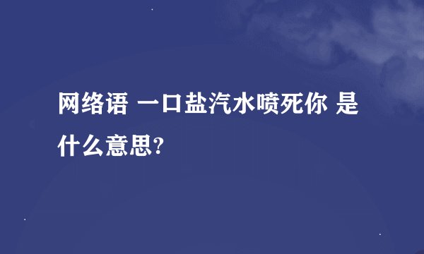 网络语 一口盐汽水喷死你 是什么意思?