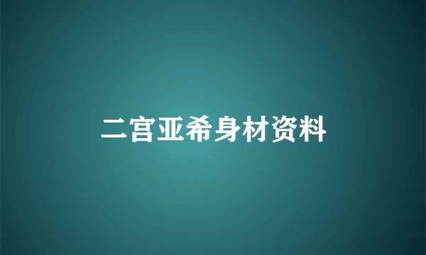 二宫亚希身材资料