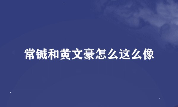 常铖和黄文豪怎么这么像