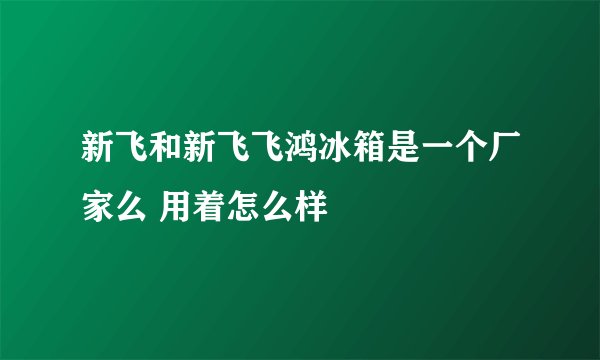 新飞和新飞飞鸿冰箱是一个厂家么 用着怎么样