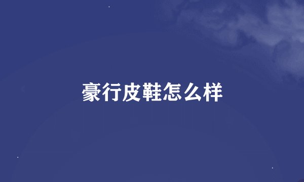 豪行皮鞋怎么样