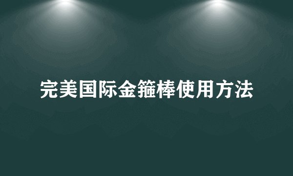 完美国际金箍棒使用方法