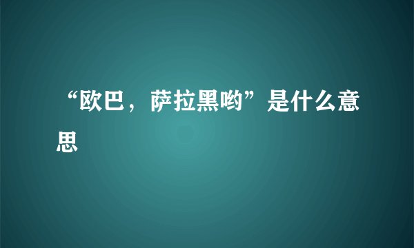 “欧巴，萨拉黑哟”是什么意思